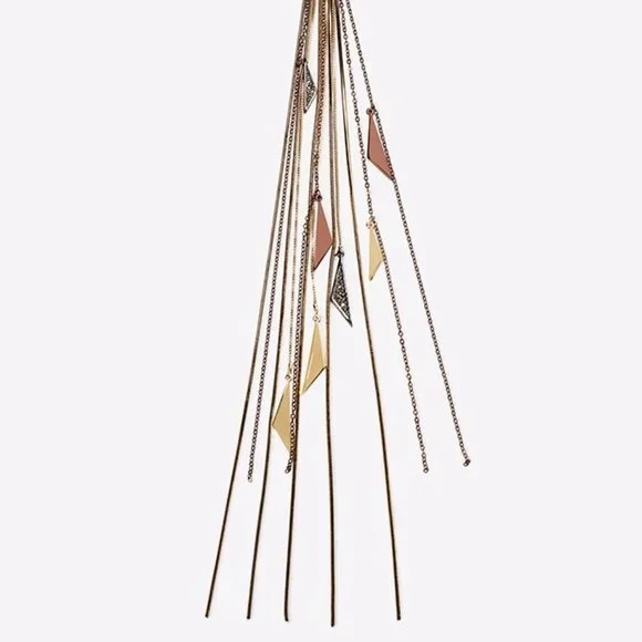 WHITE HOUSE BLACK MARKET WHBM SNAKE CHAIN TASSLE NECKLACE - Picture 5 of 10